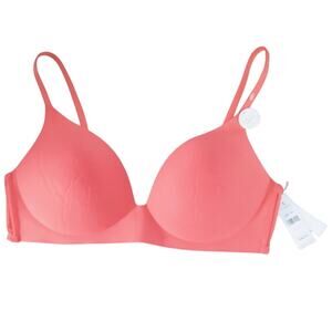 Danskin 38C Wireless Comfort T-Shirt Bra Orange Smooth Padded NWT Adjustable